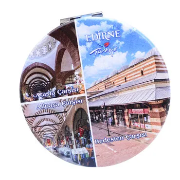 Toptan Edirne Temalı Myros Yuvarlak Özelleştirilmiş Pu Ayna 72x11 mm