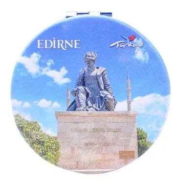 Edirne Themed Customised Uv Printed Round Compact Mirror 72x11 mm - 5