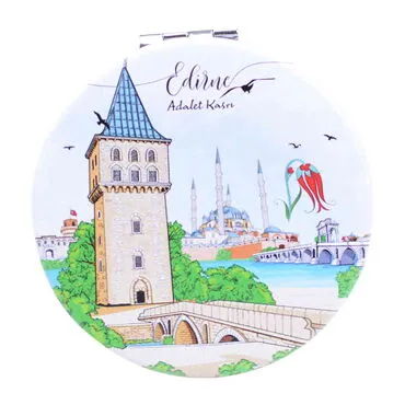 Edirne Themed Customised Uv Printed Round Compact Mirror 72x11 mm - 7