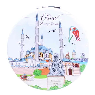 Edirne Themed Customised Uv Printed Round Compact Mirror 72x11 mm - 8