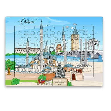 Toptan Edirne Temalı Uv Baskılı Puzzle 190x270 mm - 7