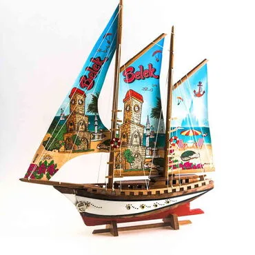 Belek Themed Sailboat Wooden Desktop Decor Large
