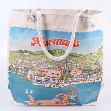 Customazible Digital Printed Kanvas Beach Bag 35x40 cm