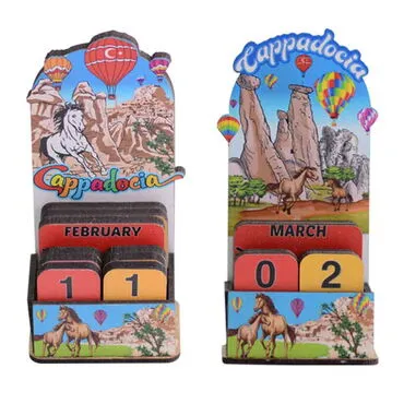 Wholesale Cappadocia Themed Myros Wooden Desk Calendar - 4