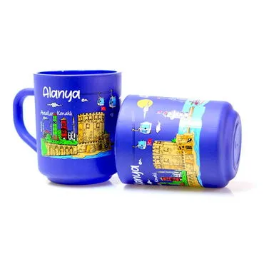 Alanya Themed Colored Glass Mug - 2