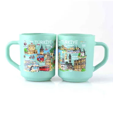 Turkey Themed Colored Glass Mug