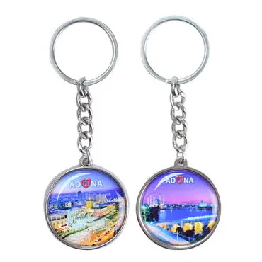 Adana Themed Metal Double Sided Round Keychain 40x95 mm - 2