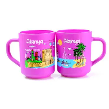 Alanya Themed Colored Glass Mug - 4