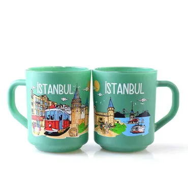 Istanbul Themed Colored Glass Mug - 10