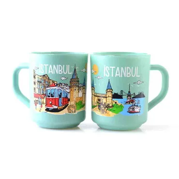 Istanbul Themed Colored Glass Mug - 12
