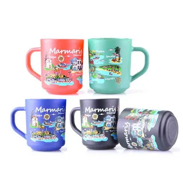 Toptan Marmaris Bölgesi Temalı Myros Boyalı Oval Cam Kupa - 3