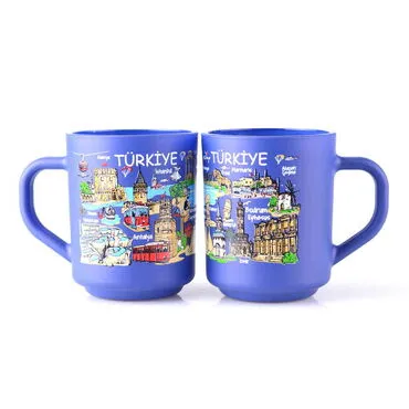 Toptan Türkiye Temalı Myros Boyalı Oval Cam Kupa - 7