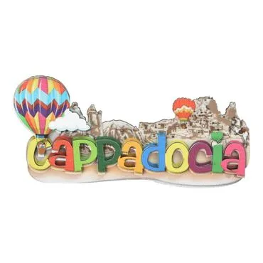 Toptan Kapadokya Temalı Myros Yazı Ahşap Magnet - 6
