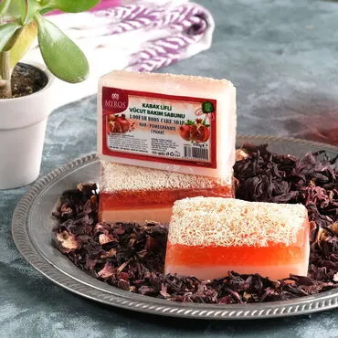 Toptan 100 Gr.d.dörtgen Nar Esansli Kabak Li̇fli̇ Vücut Bakim Sabunu 