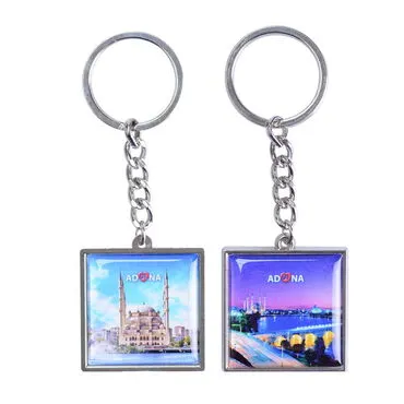Adana Themed Metal Square Shaped Double Sided Keychain 36x95 mm - 3
