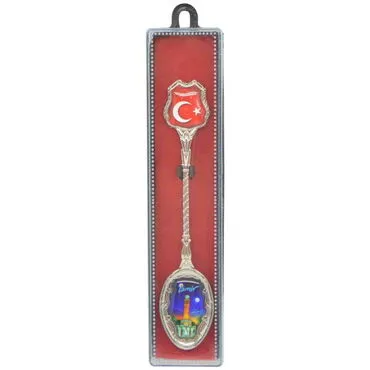 Izmir Themed Collectible Souvenir Metal Tea Spon With Giftbox - 3
