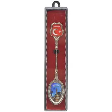 Izmir Themed Collectible Souvenir Metal Tea Spon With Giftbox - 5