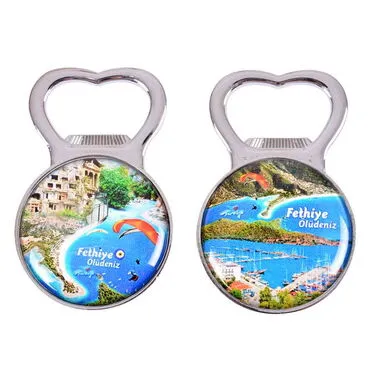Fethiye Themed Metal Magnetic Small Round Opener 38x60 mm - 3