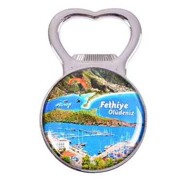 Fethiye Themed Metal Magnetic Small Round Opener 38x60 mm - 5
