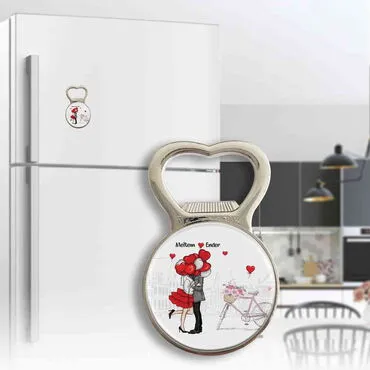 Sweetheart Themed Metal Magnetic Small Round Opener 38x60 mm - 5