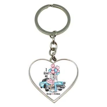 Sweetheart Themed Metal Heart Keychain 40x90 mm - 3