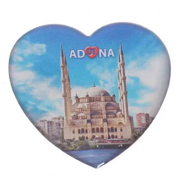 Adana Themed Epoxy Dome Heart Souvenir Fridge Magnet 65x60 mm - 2