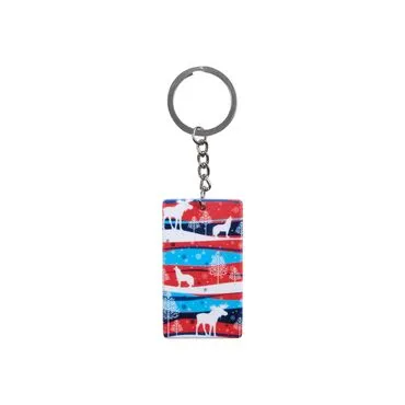 Christmas Themed Customised UV Printed Plastic Base Rectangle Keyring 31x106 mm