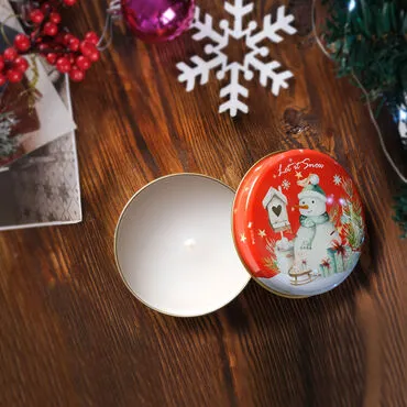 Toptan Yılbaşı Temalı Myros Metal Kutu Mum - 12