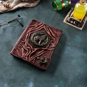 Wolf Themed Small Leather Notebook