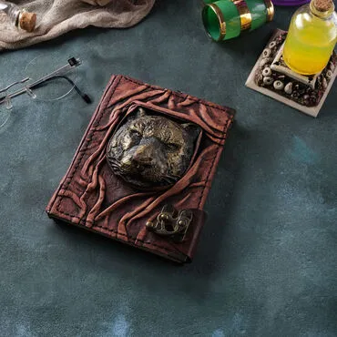 Toptan Kaplan Temalı Küçük Boy Deri Defter