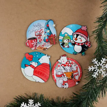 Christmas Themed Set of Four Wooden Coasters