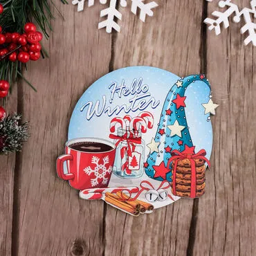 Christmas Themed Wooden Customised Round Travel Coaster 100 mm - 12