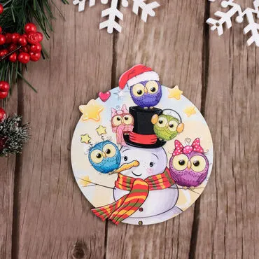 Christmas Themed Wooden Customised Round Travel Coaster 100 mm - 19