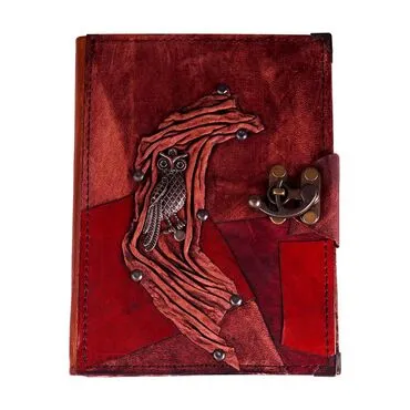 Owl Themed Large Leather Notebook - 2