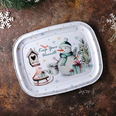Christmas Themed Custom Printed Metal Tin Tray - 3