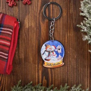 Christmas Themed Custom Shape Double Sided Printed Epoxy Keychain