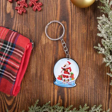 Christmas Themed Custom Shape Double Sided Printed Epoxy Keychain - 10