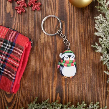 Christmas Themed Custom Shape Double Sided Printed Epoxy Keychain - 12