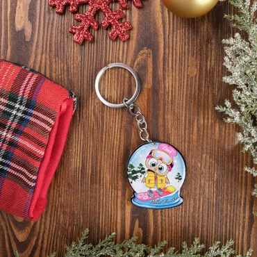 Christmas Themed Custom Shape Double Sided Printed Epoxy Keychain - 17