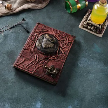 Toptan Kurt Temalı Küçük Boy Deri Defter - 3