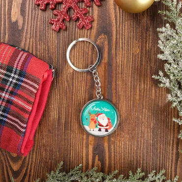 Christmas Themed Metal Round Keychain 40x100 mm - 2