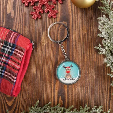 Christmas Themed Metal Round Keychain 40x100 mm - 3