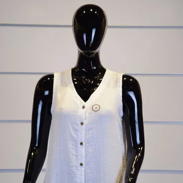 Sleeveless Buttoned Dress - Standart - 3