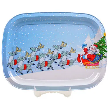 Christmas Themed Custom Printed Metal Tin Tray - 14