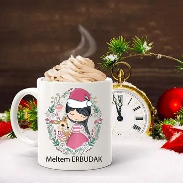 Girl with Deer Customizable Name Mug