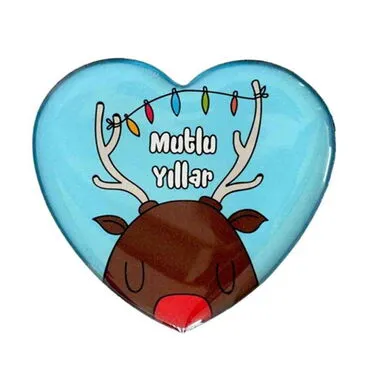 New Year Deer Heart Epoxy Magnet