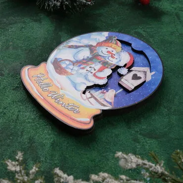 Snowman Wooden Magnet in Love - Standart - 2