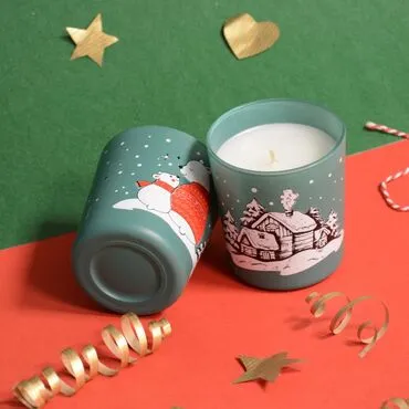 Christmas Themed Colorful Glass Candle - 2