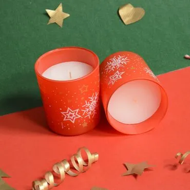 Christmas Themed Colorful Glass Candle - 4