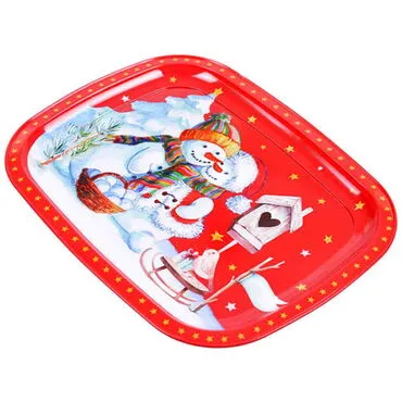 Christmas Themed Custom Printed Metal Tin Tray - 8
